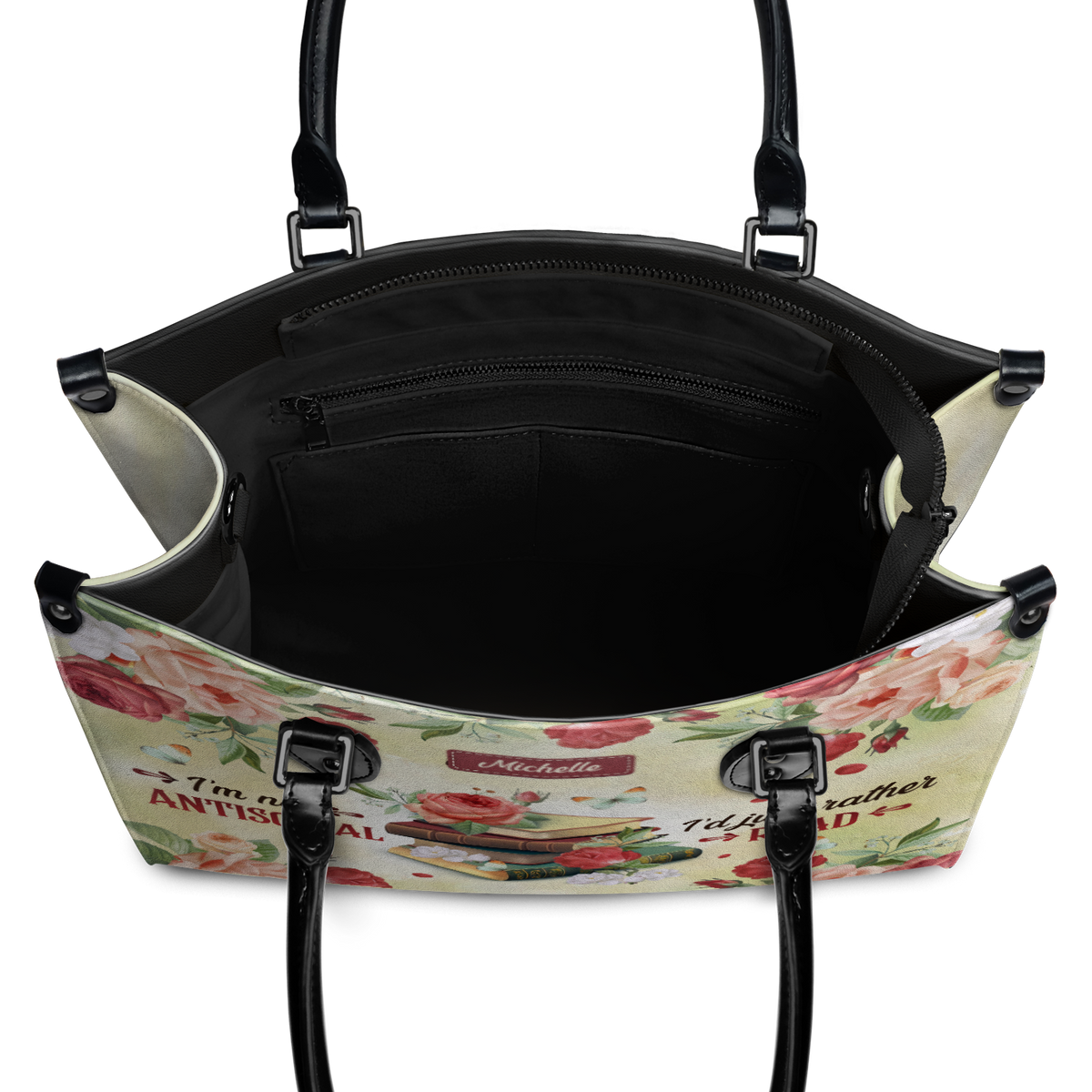 Black Interior -  I Am Not Antisocial I Would Just Rather Read DNRZ1702001A Leather Bag