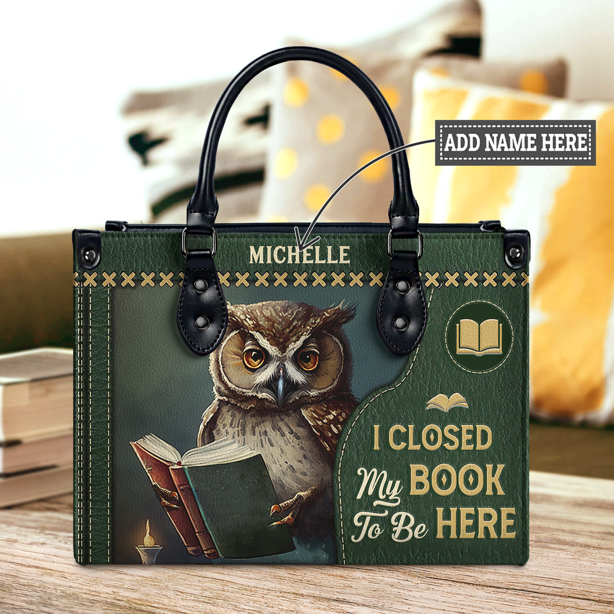 Black Interior -  I Closed My Book To Be Here HHAY1702002A Leather Bag