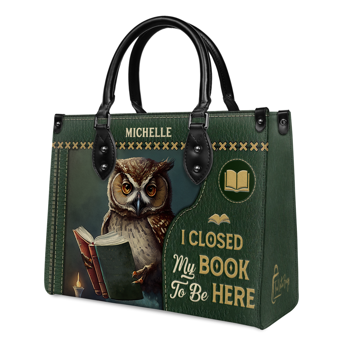 Black Interior -  I Closed My Book To Be Here HHAY1702002A Leather Bag
