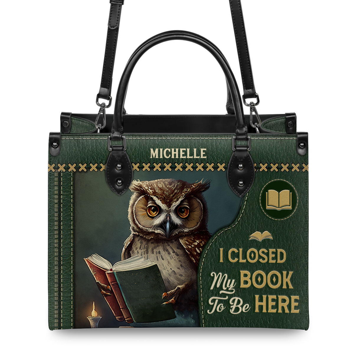 Black Interior -  I Closed My Book To Be Here HHAY1702002A Leather Bag
