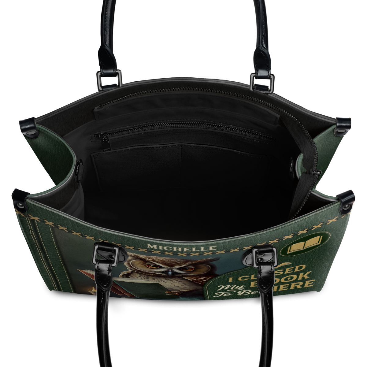 Black Interior -  I Closed My Book To Be Here HHAY1702002A Leather Bag