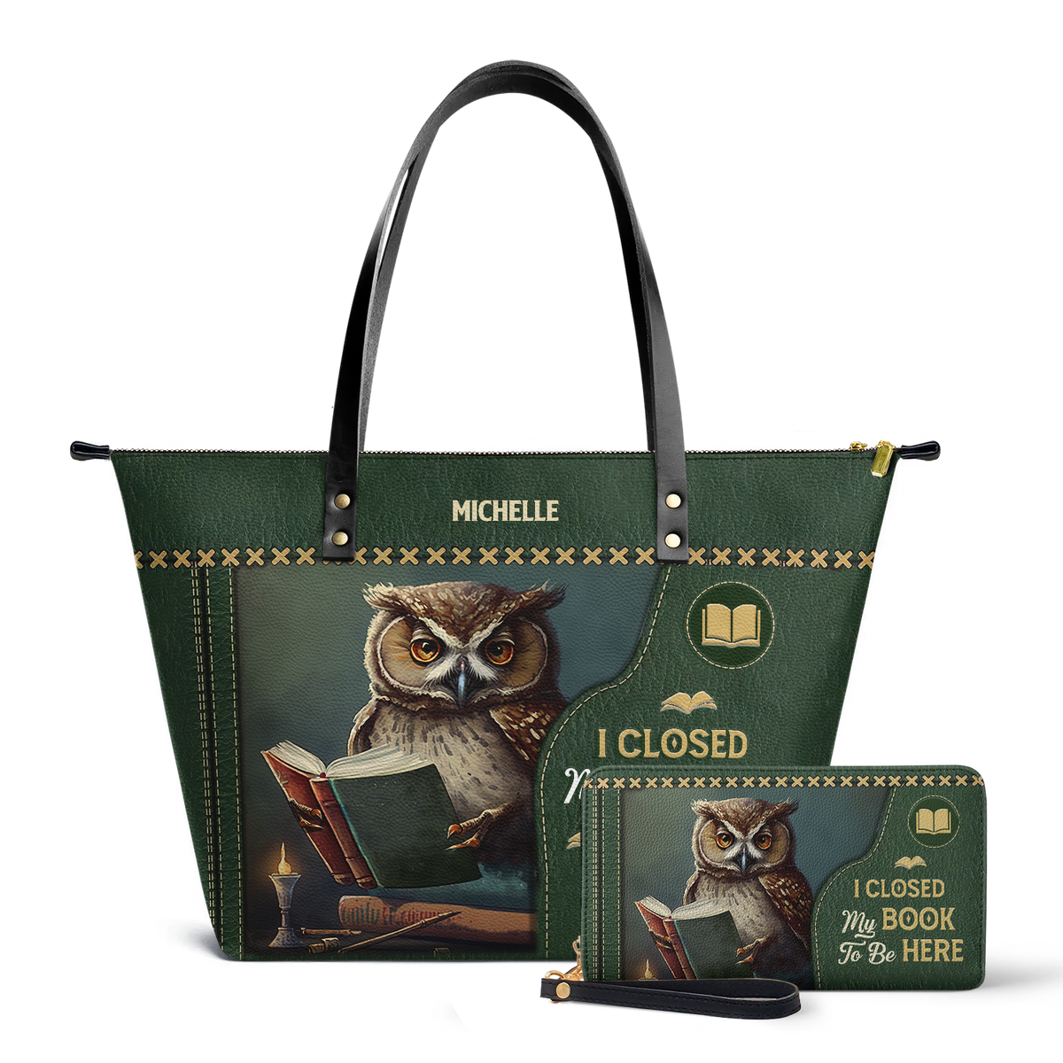 I Closed My Book To Be Here TTRZ28109625PS Leather Tote Bag