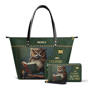 I Closed My Book To Be Here TTRZ28109625PS Leather Tote Bag
