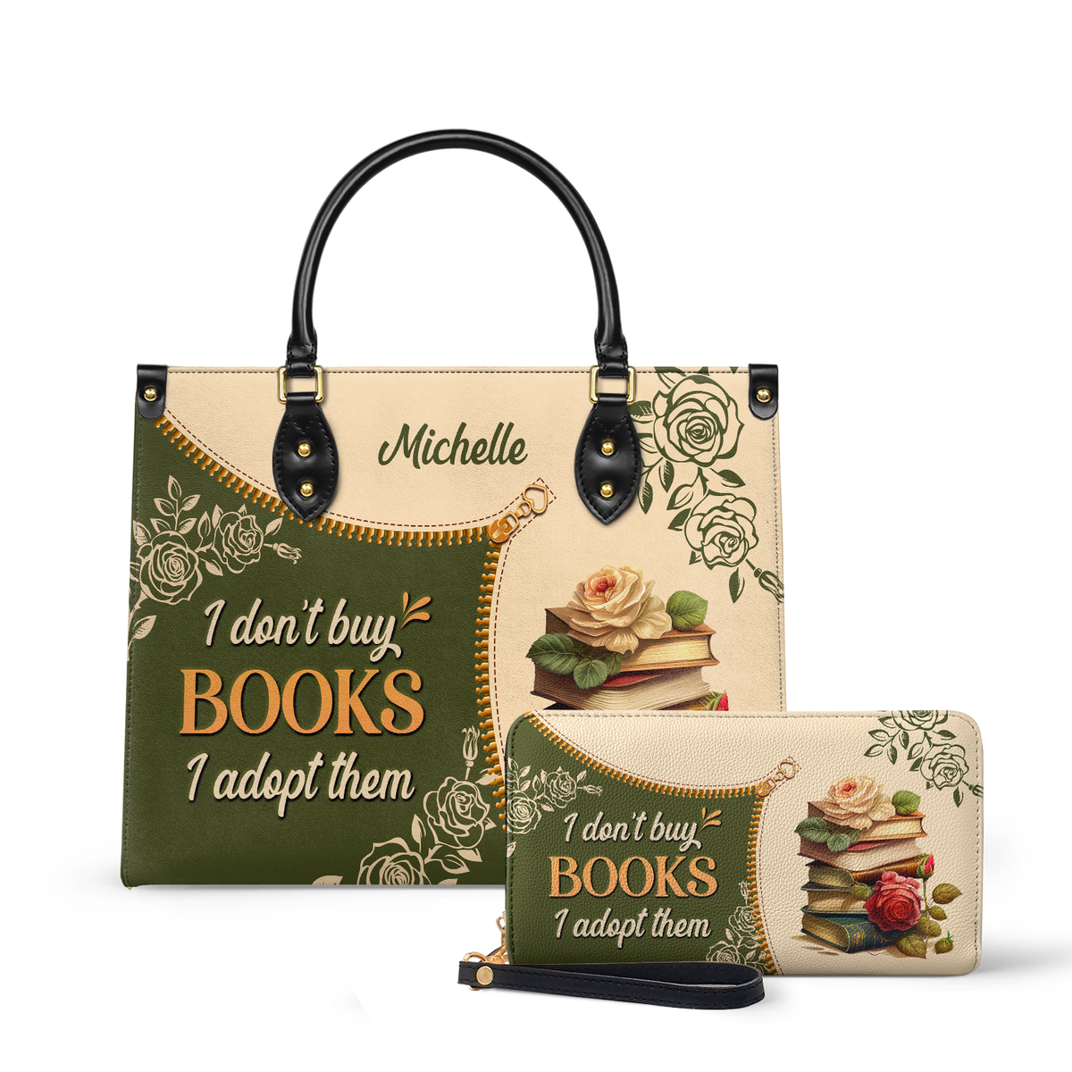 I Dont Buy Books I Adopt Them DNRZ1602004A Leather Bag