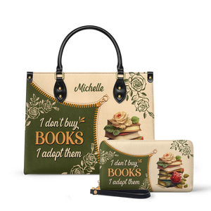 I Dont Buy Books I Adopt Them DNRZ1602004A Leather Bag