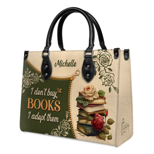 Black Interior -  I Dont Buy Books I Adopt Them DNRZ1602004A Leather Bag