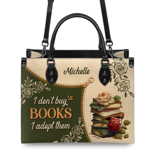 Black Interior -  I Dont Buy Books I Adopt Them DNRZ1602004A Leather Bag
