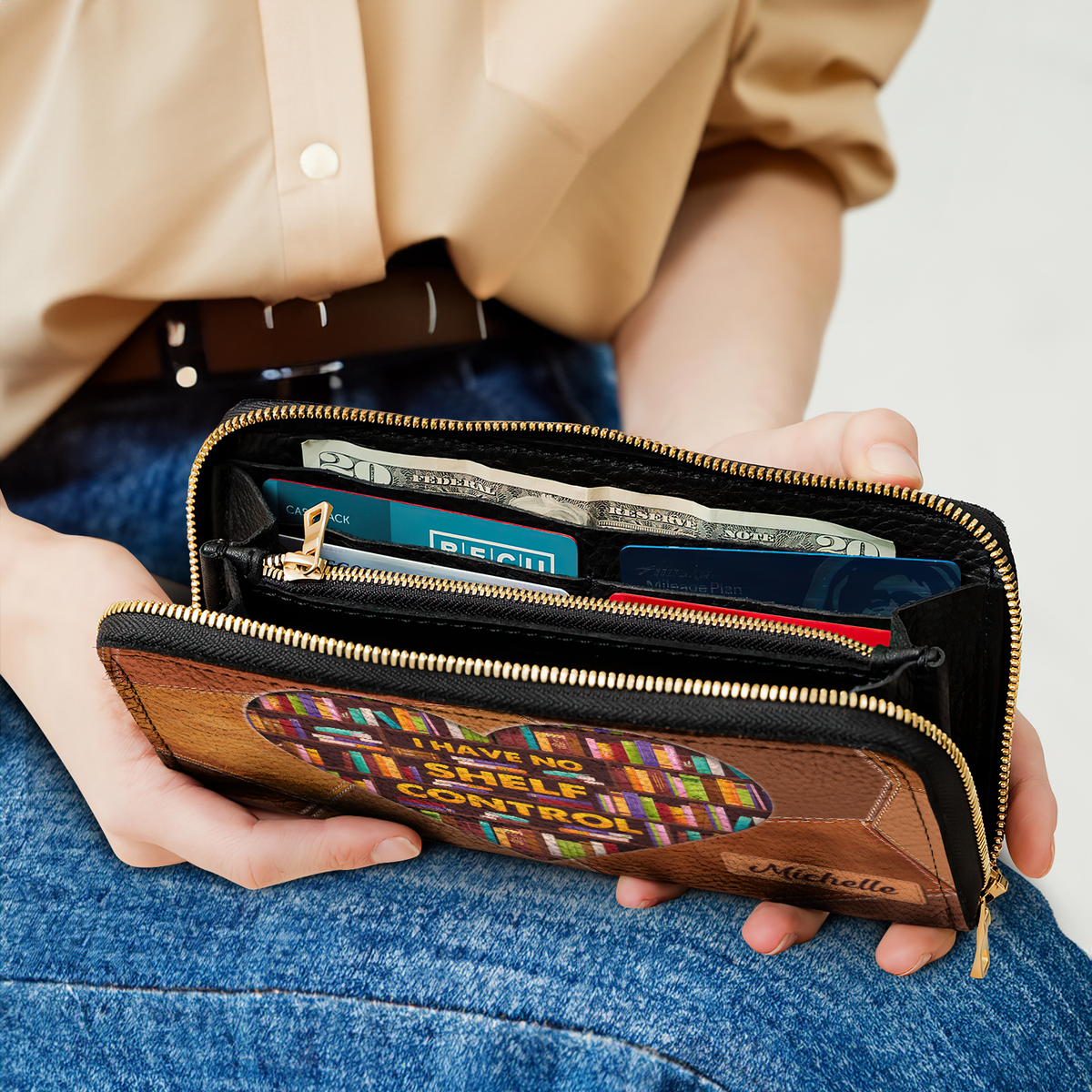 I Have No Shelf Control NNRZ01084596WO Zip Around Leather Wallet