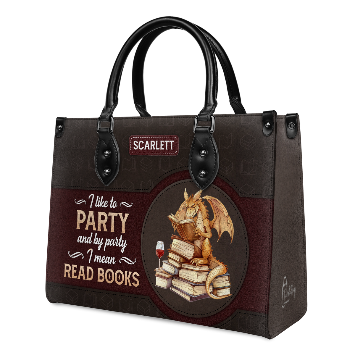 Black Interior -  I Like To Party And By Party I Mean Read Books HTRZ02042282UT Leather Bag