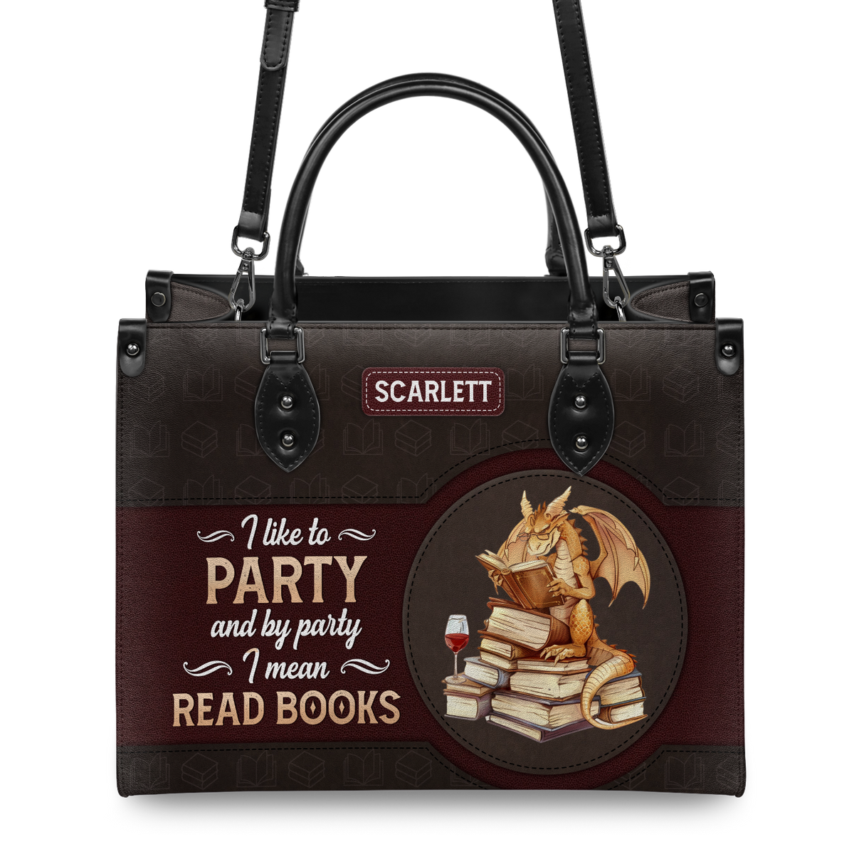 Black Interior -  I Like To Party And By Party I Mean Read Books HTRZ02042282UT Leather Bag