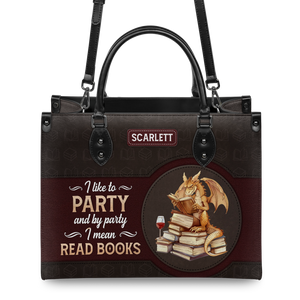 Black Interior -  I Like To Party And By Party I Mean Read Books HTRZ02042282UT Leather Bag