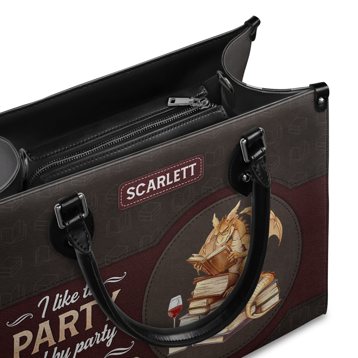 Black Interior -  I Like To Party And By Party I Mean Read Books HTRZ02042282UT Leather Bag