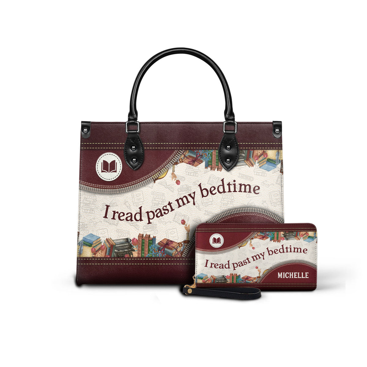 Black Interior -  I Read Past My Bedtime HTRZ20112129HD Leather Bag