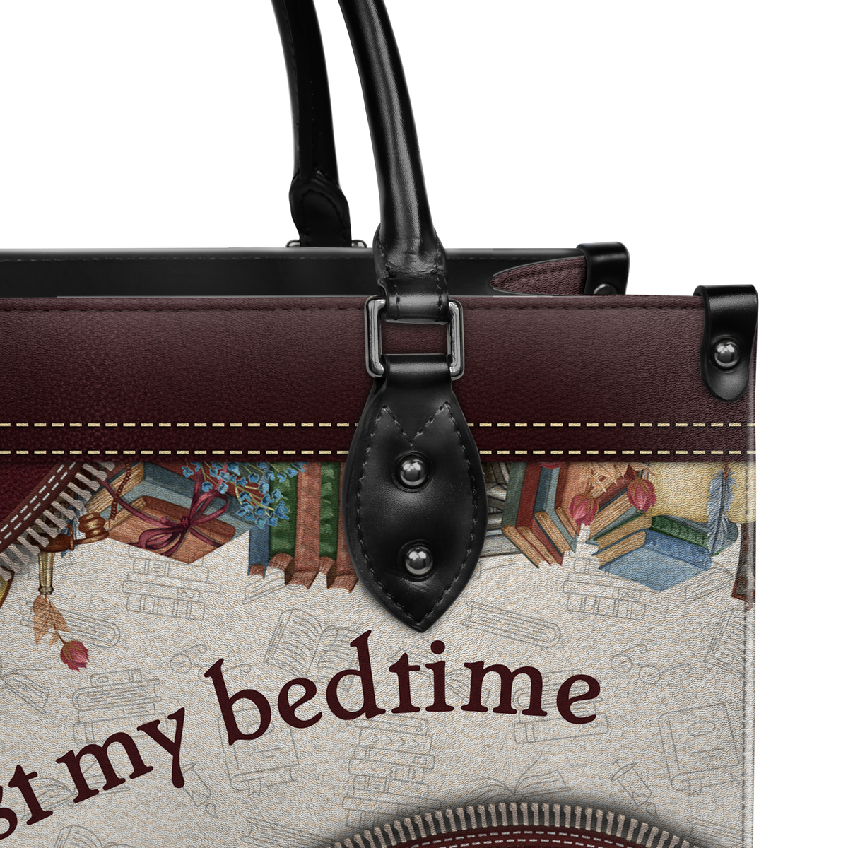 Black Interior -  I Read Past My Bedtime HTRZ20112129HD Leather Bag