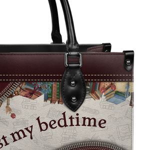 Black Interior -  I Read Past My Bedtime HTRZ20112129HD Leather Bag