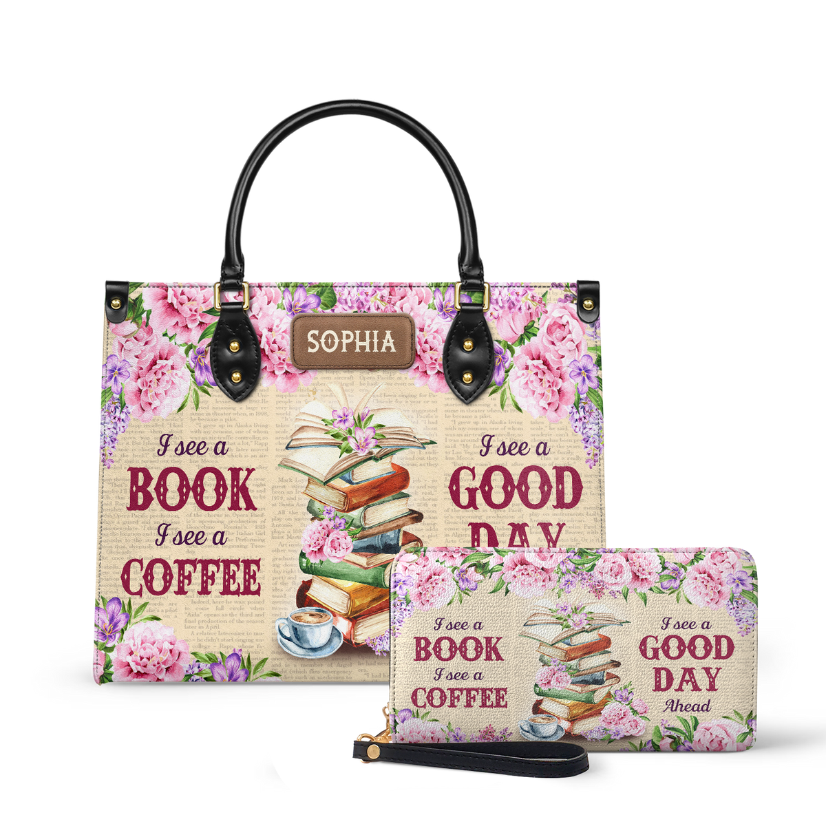 I See A Book I See A Coffee I See A Good Day Ahead NQRZ1802005A Leather Bag