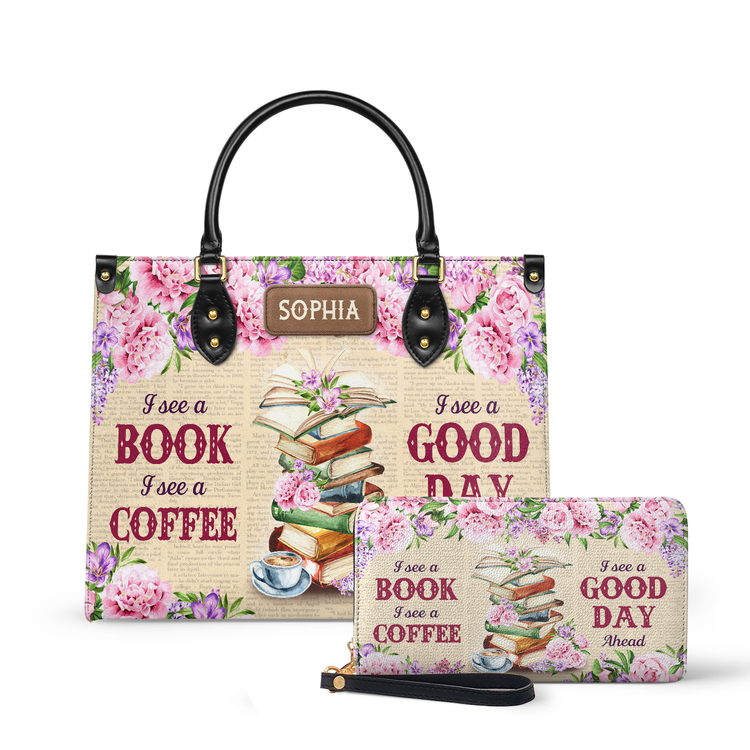 I See A Book I See A Coffee I See A Good Day Ahead NQRZ1802005A Leather Bag