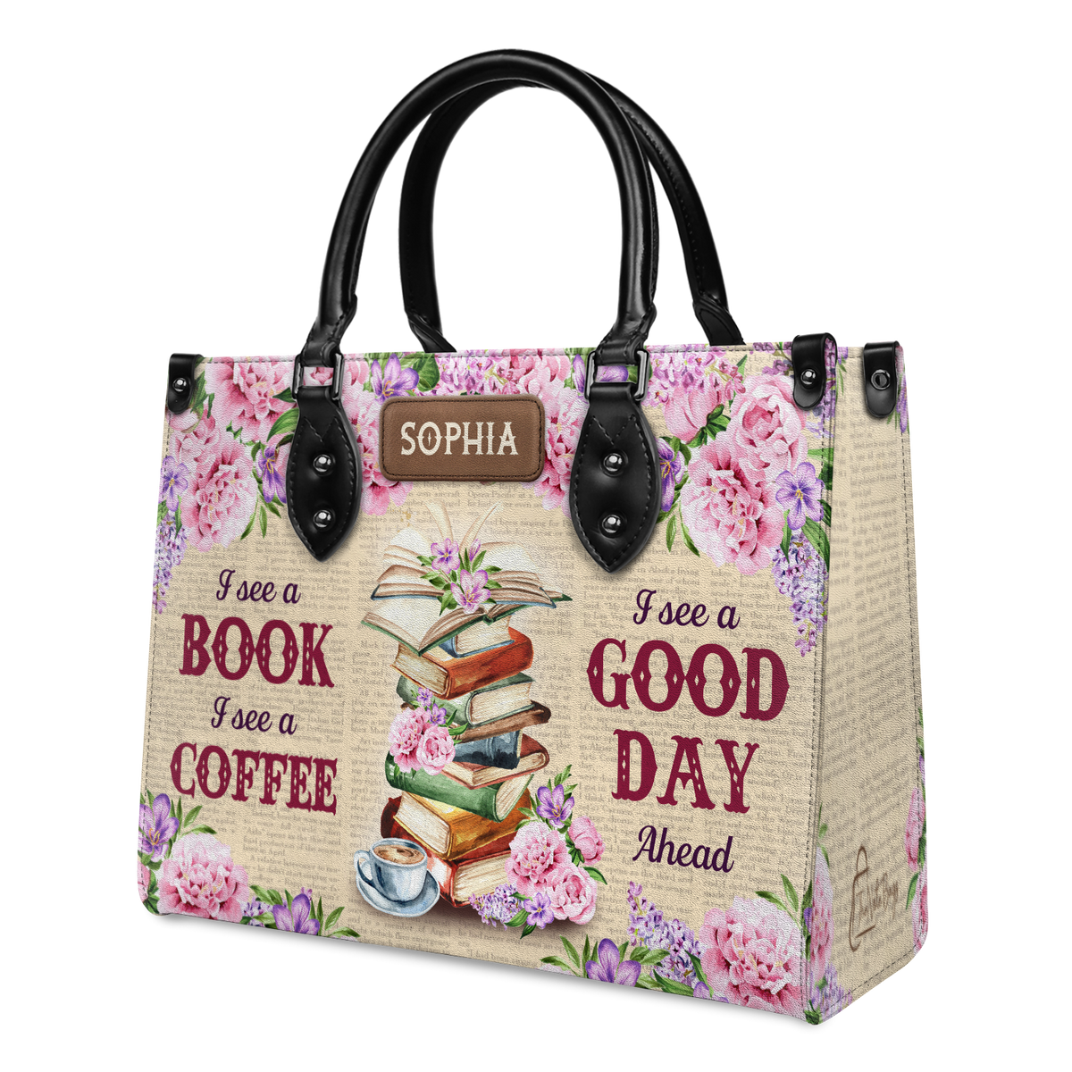 Black Interior -  I See A Book I See A Coffee I See A Good Day Ahead NQRZ1802005A Leather Bag