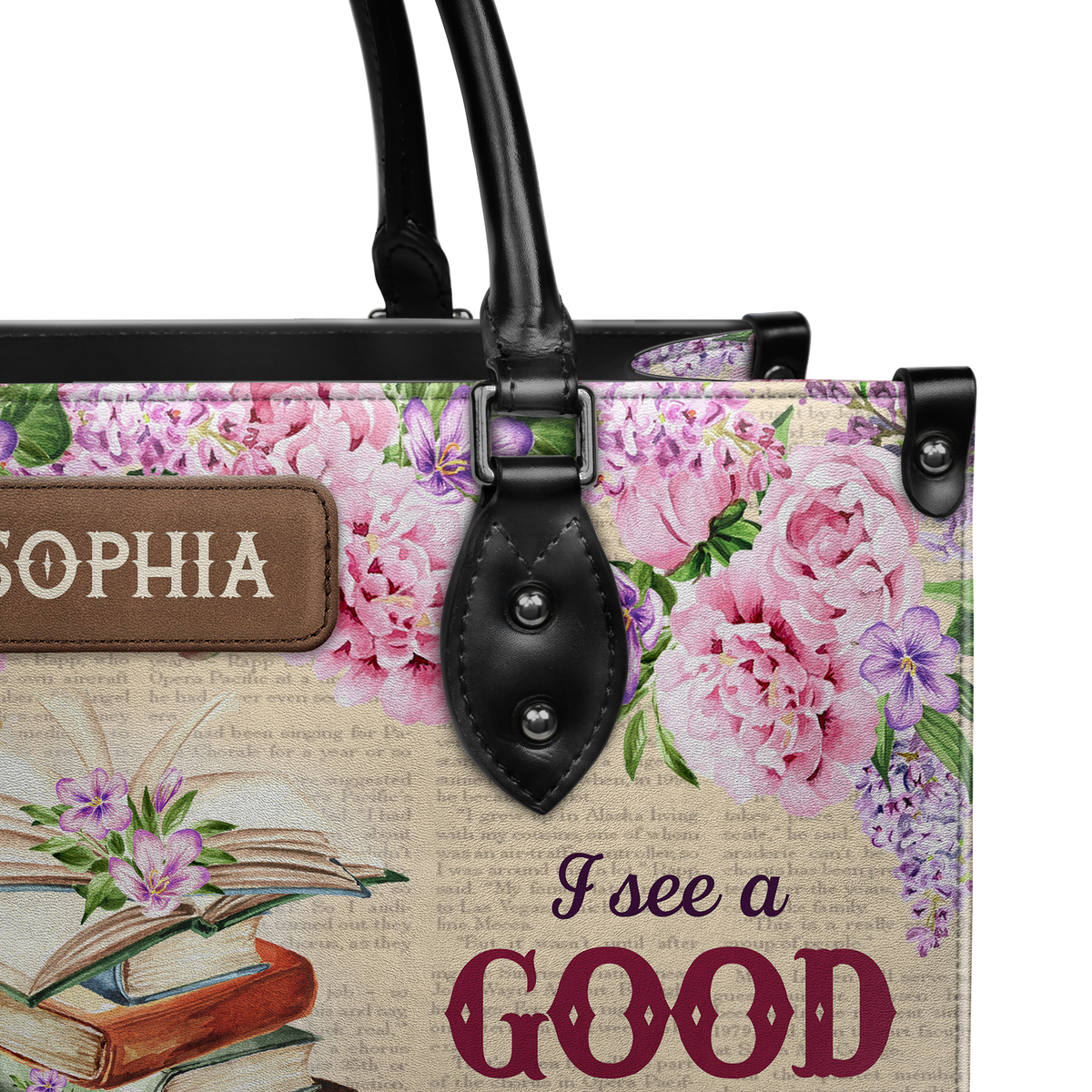 Black Interior -  I See A Book I See A Coffee I See A Good Day Ahead NQRZ1802005A Leather Bag