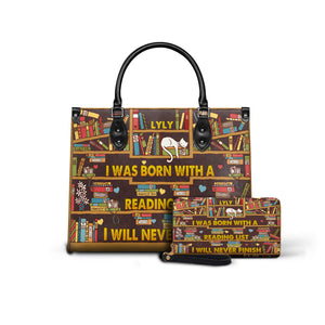 Black Interior -  I Was Born With A Reading List I Will Never Finish HHRZ1902001A Leather Bag