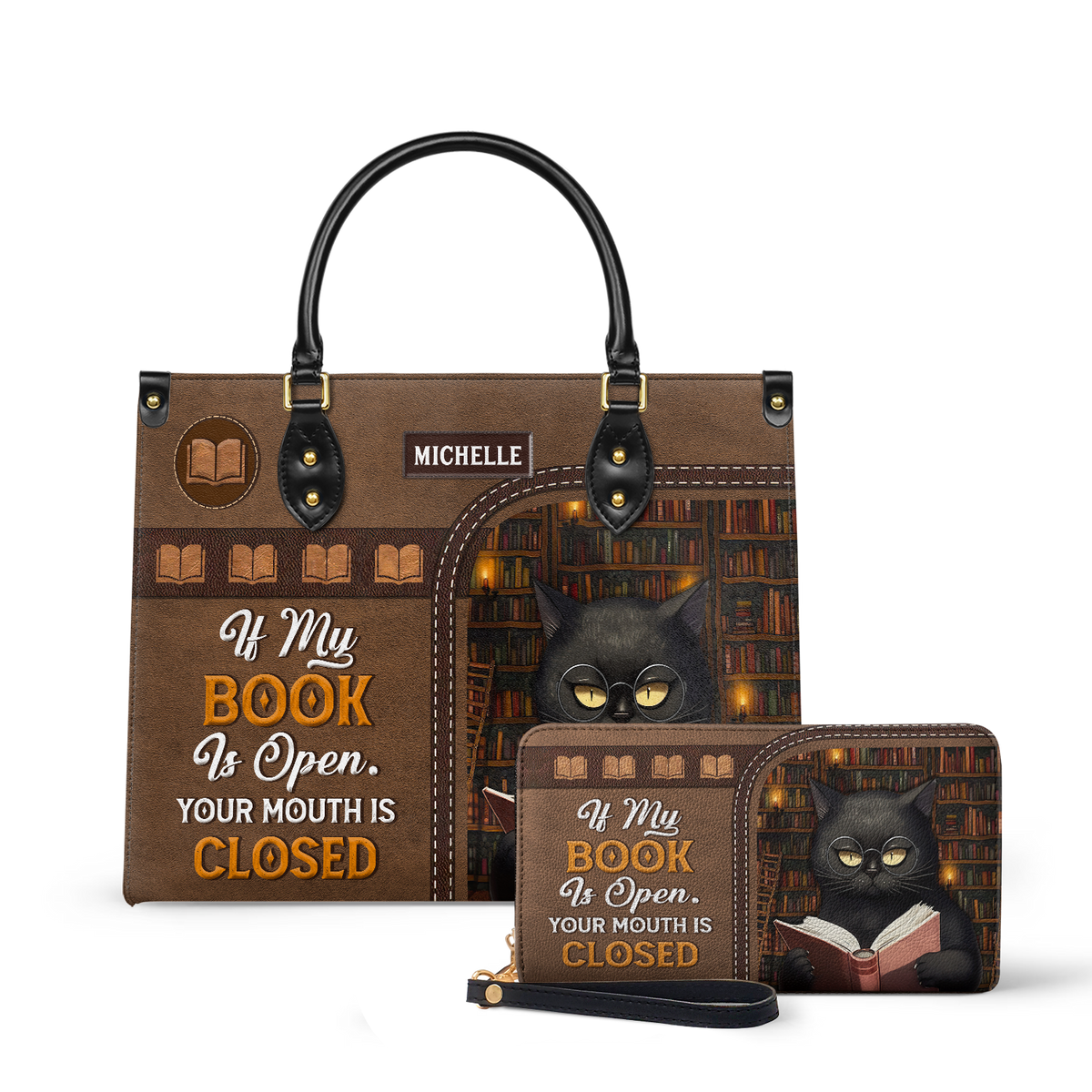 If My Book Is Open Your Mouth Is Closed HHAY1702004A Leather Bag