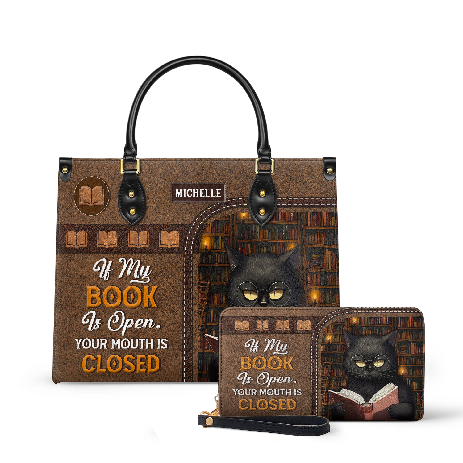 If My Book Is Open Your Mouth Is Closed HHAY1702004A Leather Bag