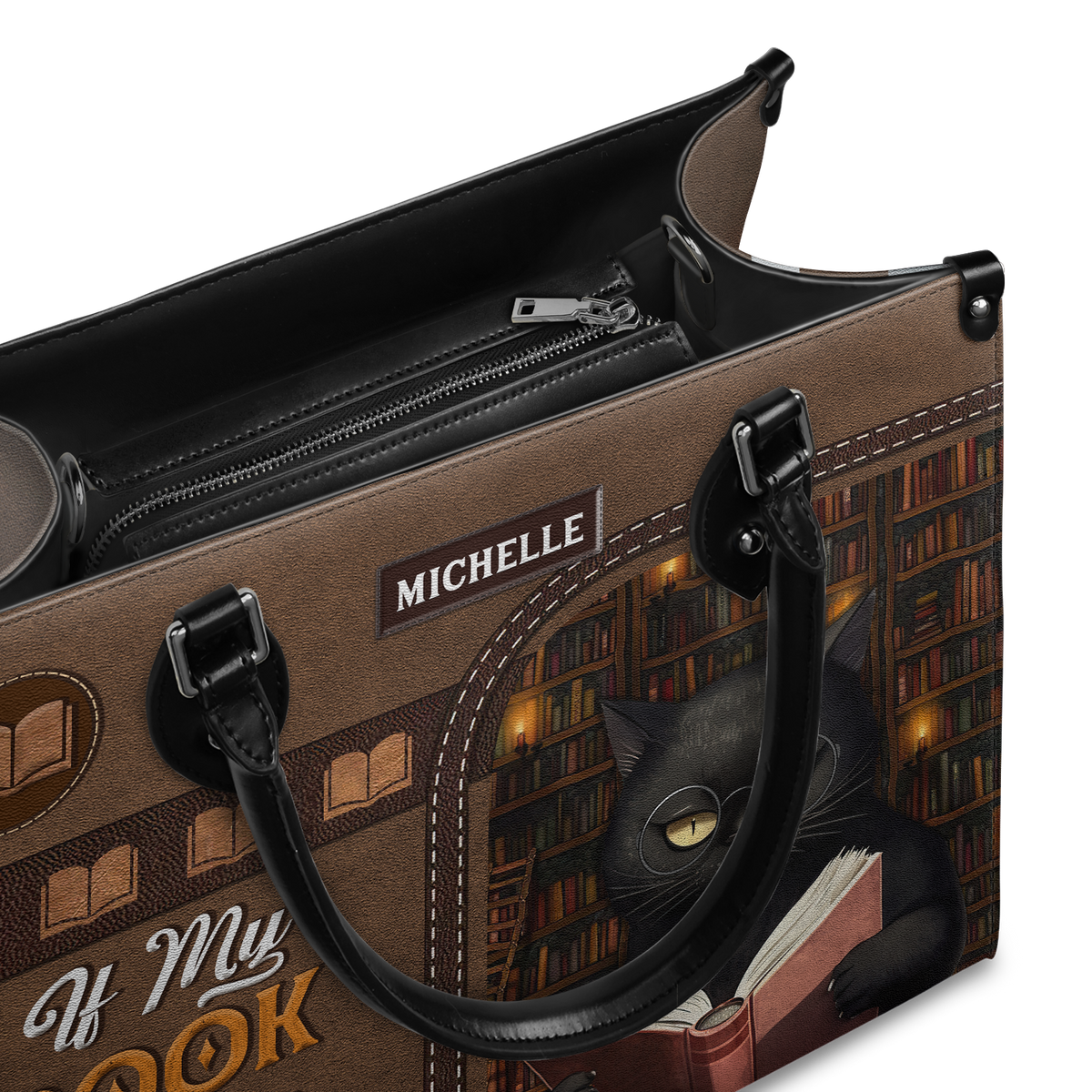 Black Interior -  If My Book Is Open Your Mouth Is Closed HHAY1702004A Leather Bag