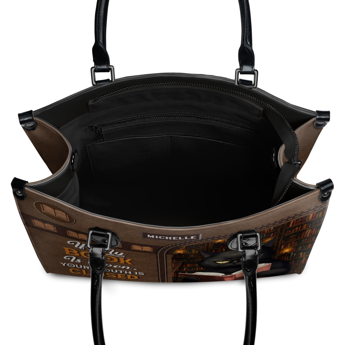 Black Interior -  If My Book Is Open Your Mouth Is Closed HHAY1702004A Leather Bag