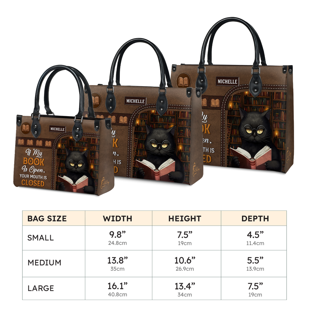 Black Interior -  If My Book Is Open Your Mouth Is Closed HHAY1702004A Leather Bag