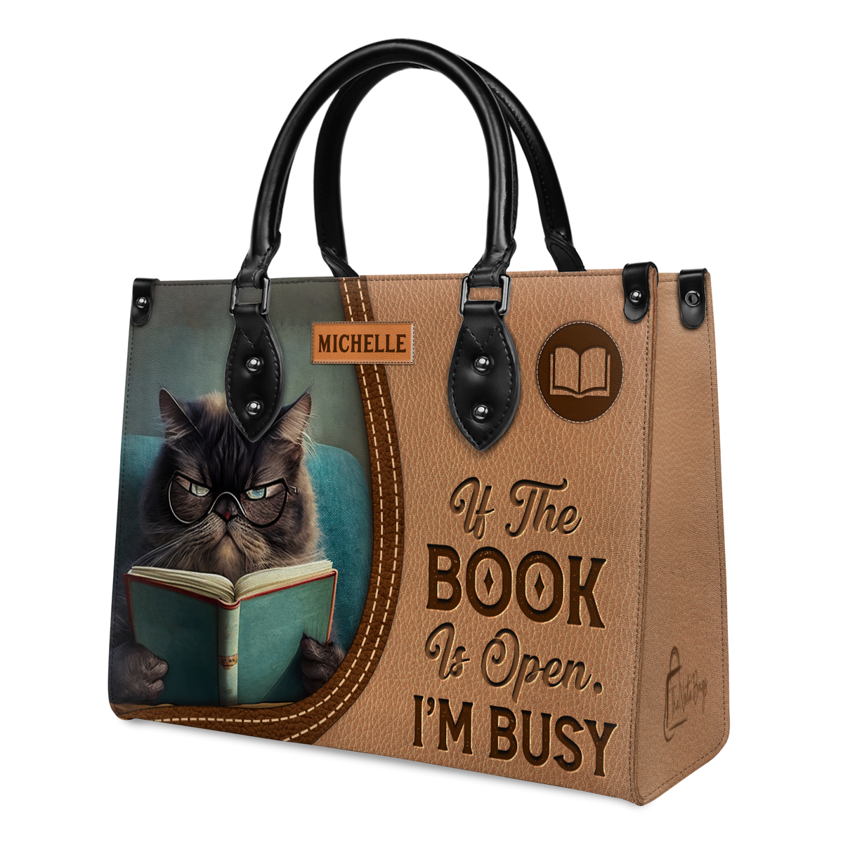 Black Interior -  If The Book Is Open Im Busy HHAY1702001A Leather Bag