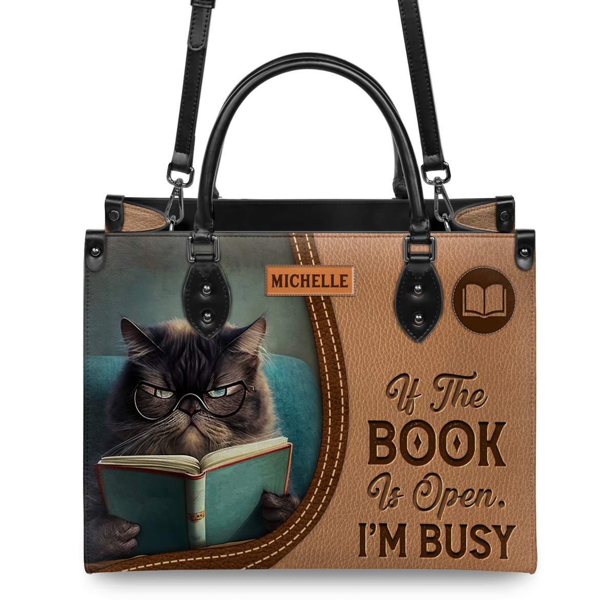 Black Interior -  If The Book Is Open Im Busy HHAY1702001A Leather Bag