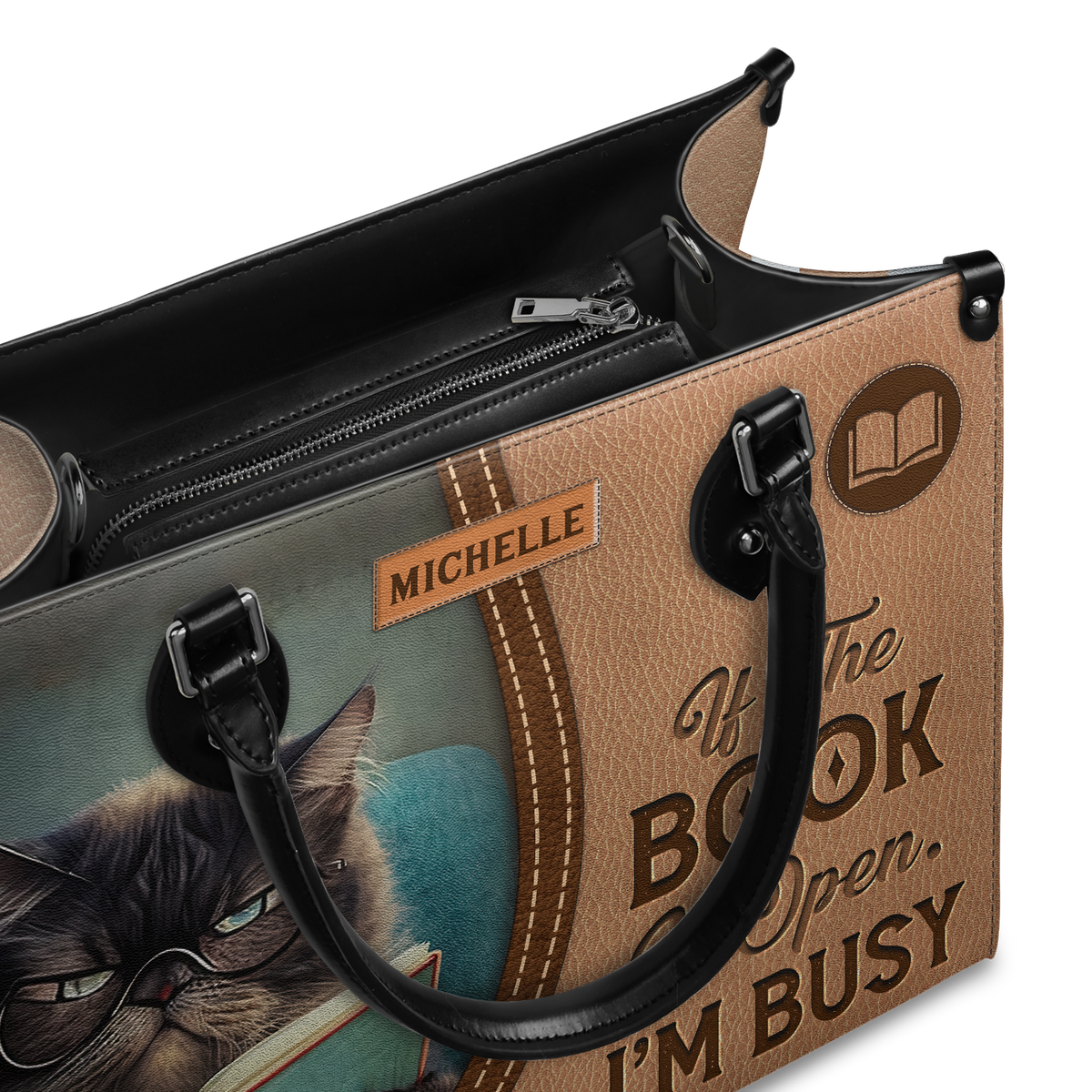 Black Interior -  If The Book Is Open Im Busy HHAY1702001A Leather Bag