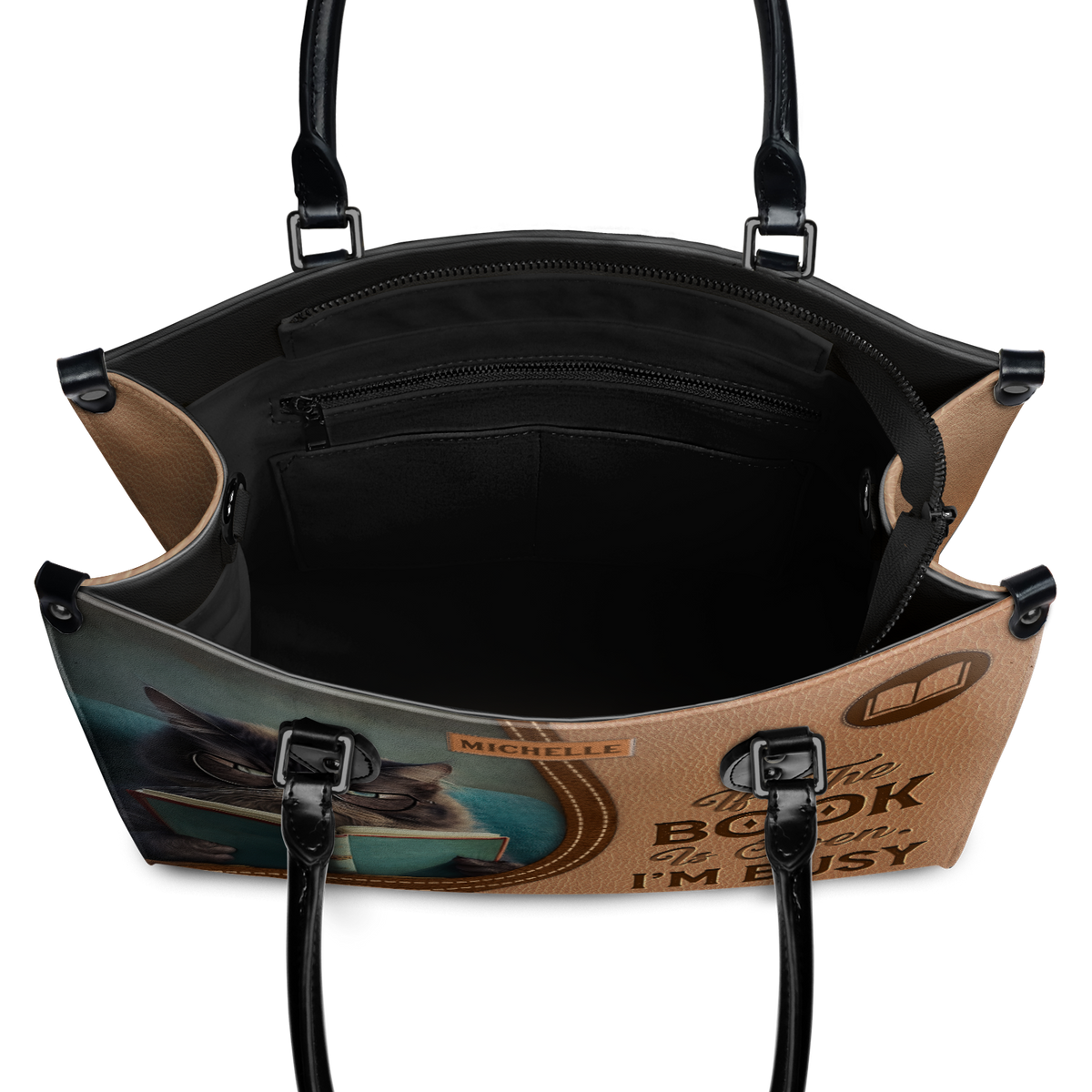 Black Interior -  If The Book Is Open Im Busy HHAY1702001A Leather Bag