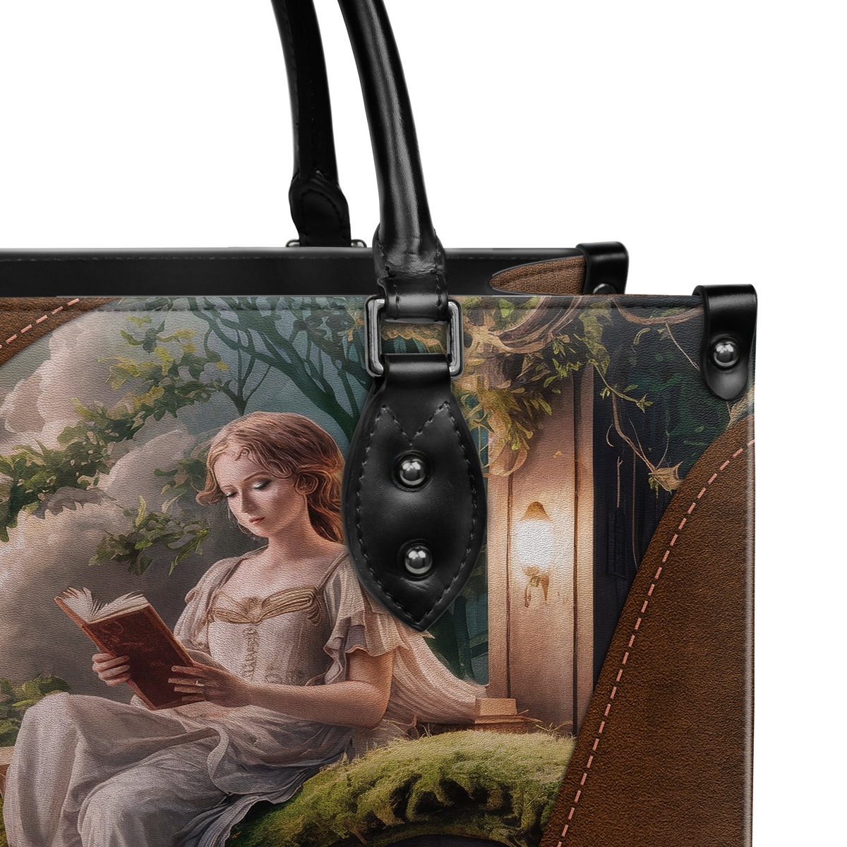 Black Interior -  Custom Quote Literary Haven HTRZ29071015FM Leather Bag