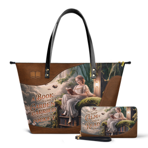 Custom Quote Literary Haven TTRZ30107602IA Leather Tote Bag