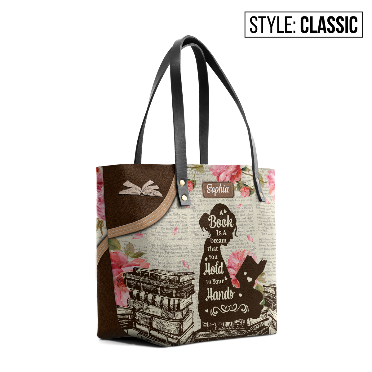 A Book Is A Dream That You Hold In Your Hands TTRZ28108743SL Leather Tote Bag