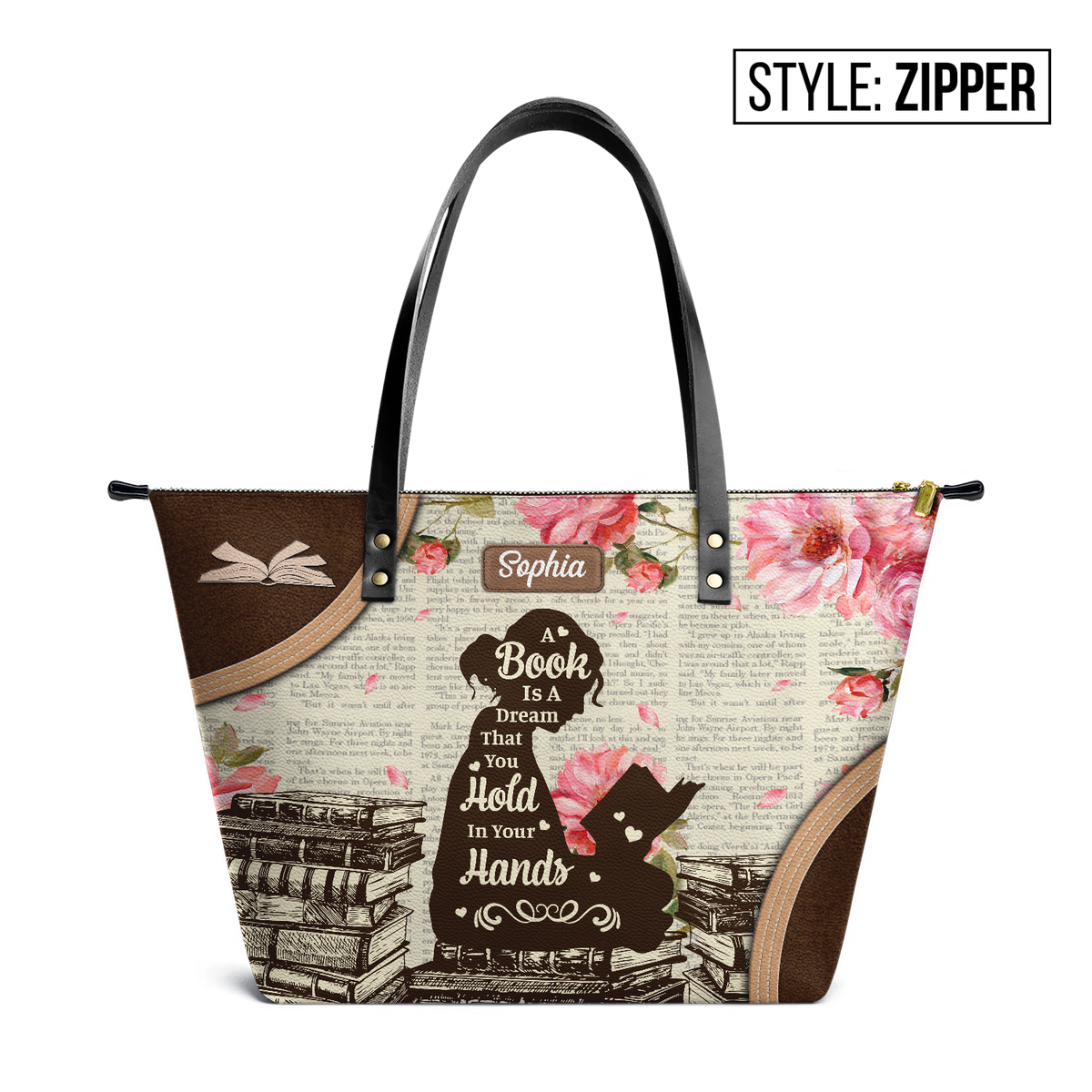 A Book Is A Dream That You Hold In Your Hands TTRZ28108743SL Leather Tote Bag