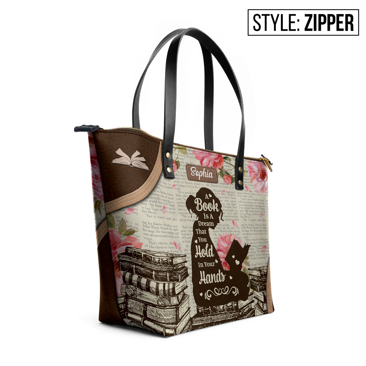 A Book Is A Dream That You Hold In Your Hands TTRZ28108743SL Leather Tote Bag