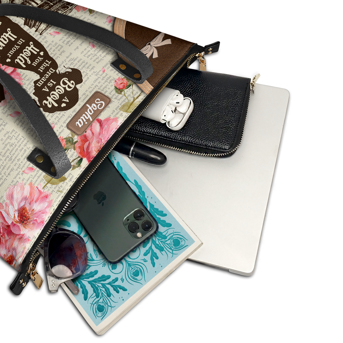 A Book Is A Dream That You Hold In Your Hands TTRZ28108743SL Leather Tote Bag