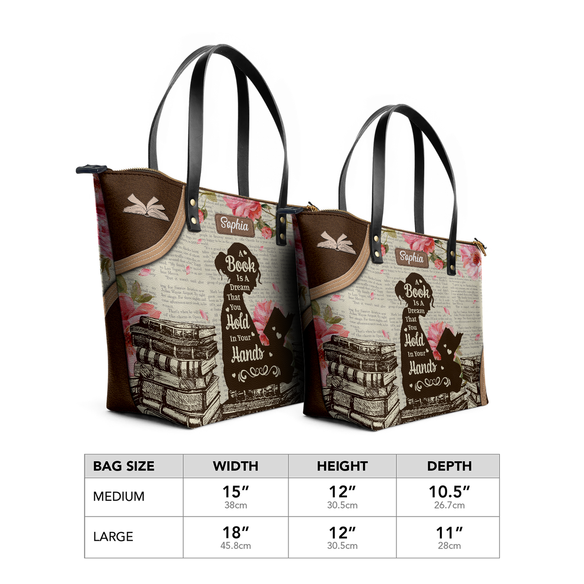 A Book Is A Dream That You Hold In Your Hands TTRZ28108743SL Leather Tote Bag