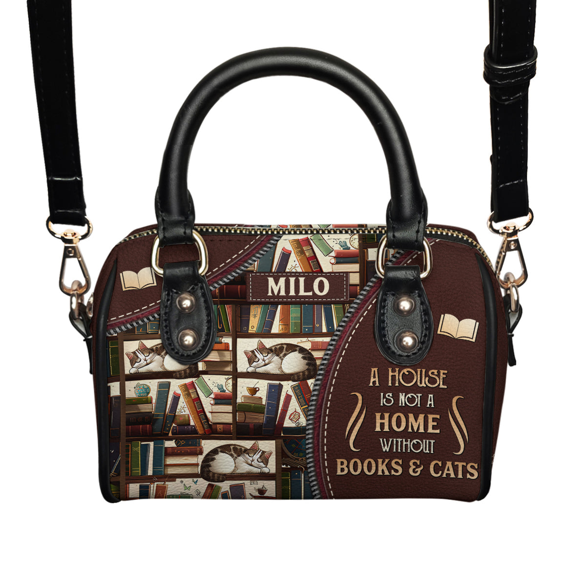 A House Is Not A Home Without Books And Cats DNRZ22080458DP Mini Satchel