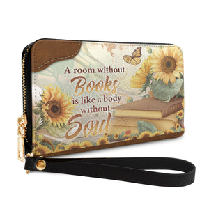 Custom Quote Sunflower HTRZ29076820MK Zip Around Leather Wallet