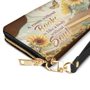 Custom Quote Sunflower HTRZ29076820MK Zip Around Leather Wallet