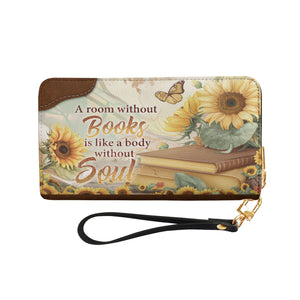 Custom Quote Sunflower HTRZ29076820MK Zip Around Leather Wallet