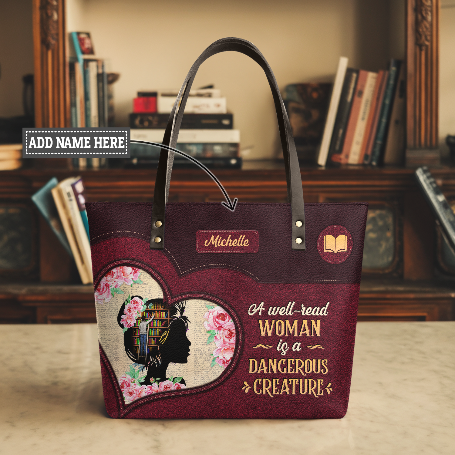 A Well Read Woman Is A Dangerous Creature TTRZ28102566KL Leather Tote Bag