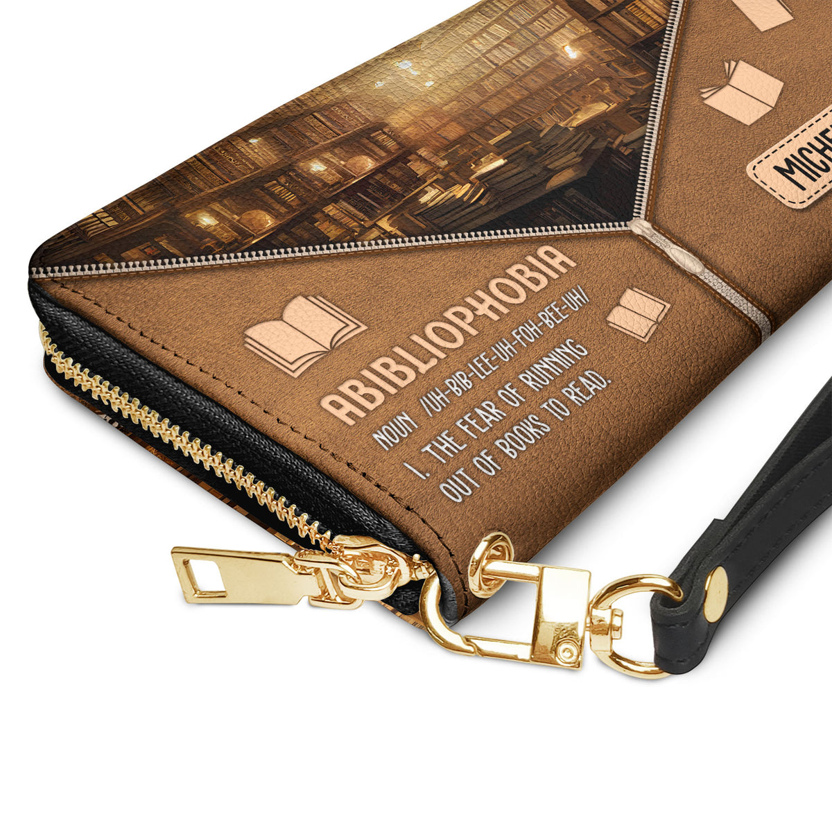 Abibliophobia Noun NNRZ02082687GR Zip Around Leather Wallet