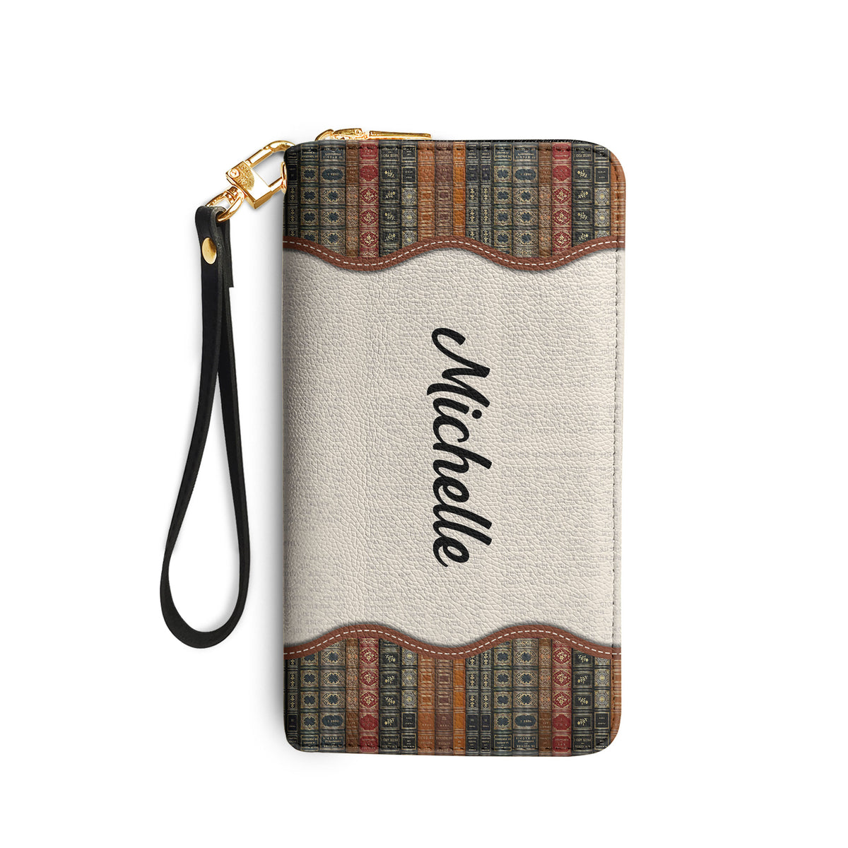 And Into The Library I Go To Lose My Mind And Find My Soul NNRZ02081824TS Zip Around Leather Wallet