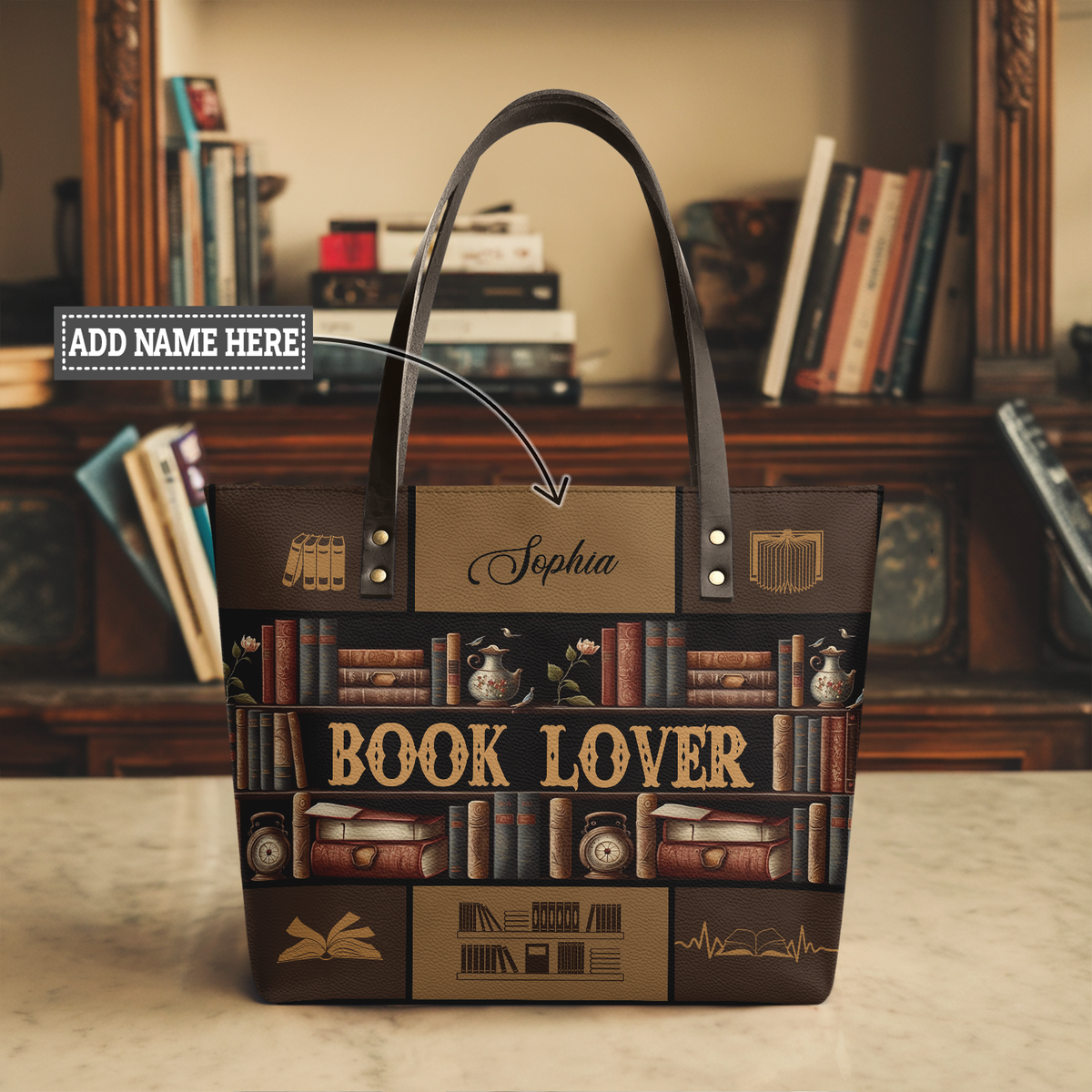 Book Lover TTRZ28104339KY Leather Tote Bag