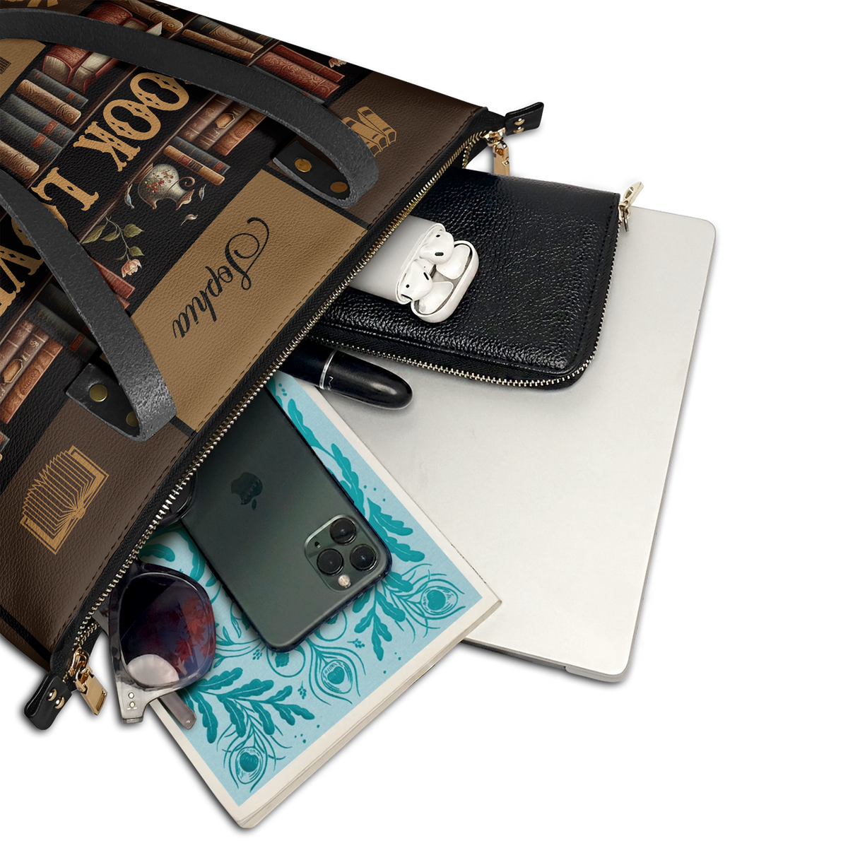 Book Lover TTRZ28104339KY Leather Tote Bag