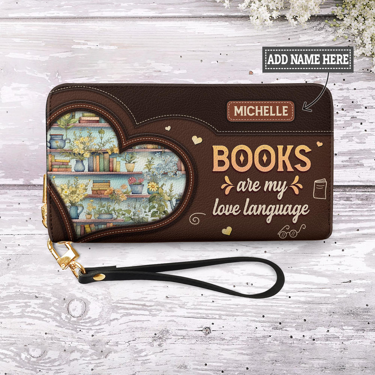Books Are My Love Language NNRZ02080383KA Zip Around Leather Wallet